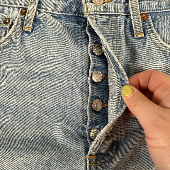 Agolde Parker Jean Shorts Women's 29 Button Fly Distressed Frayed Raw Denim - Picture 2 of 7